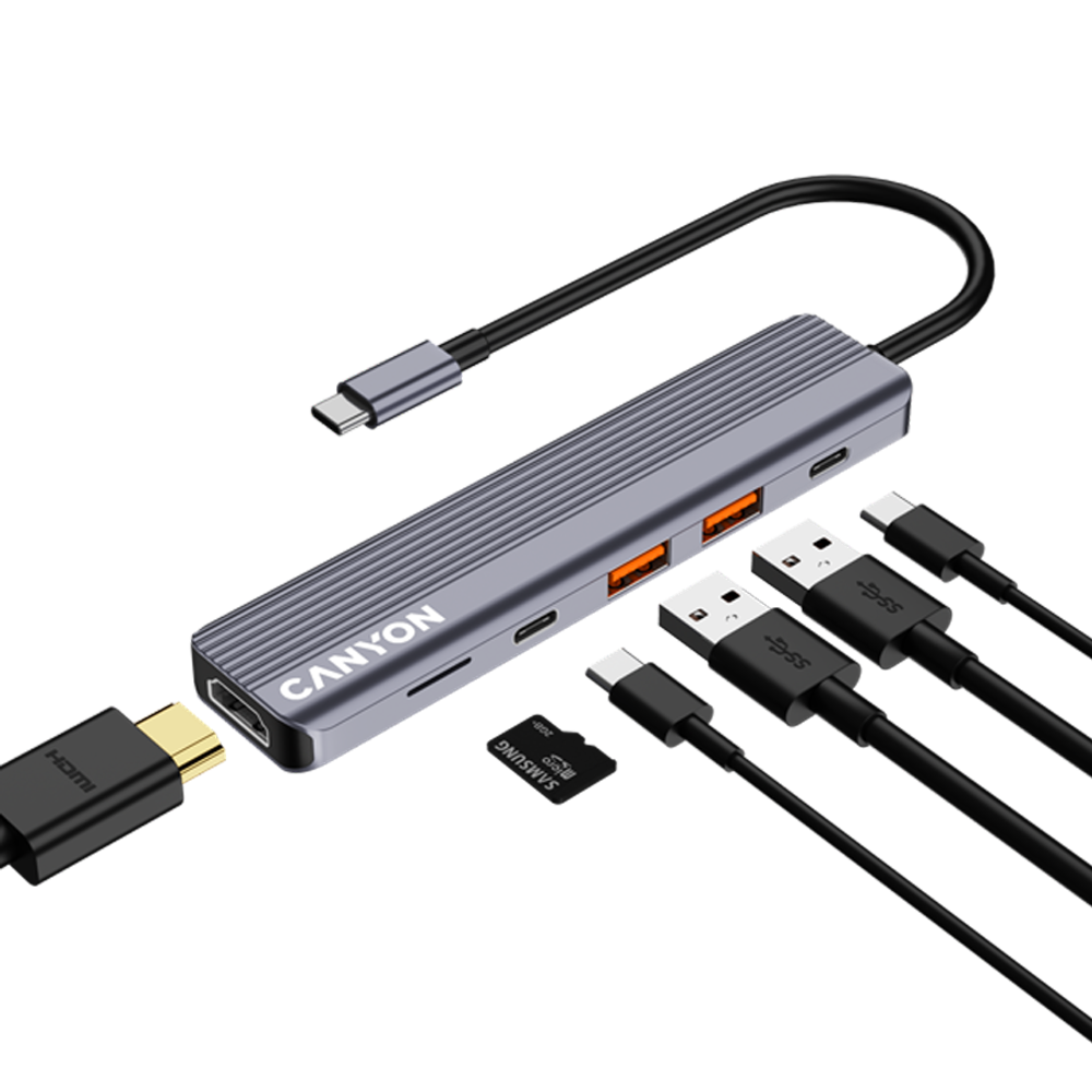 CANYON hub DS-17 6in1 4k USB-C Sivi slika 6
