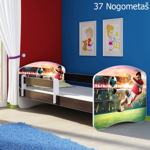 Dječji krevet ACMA s motivom, bočna wenge 180x80 cm 37-nogometas slika 1