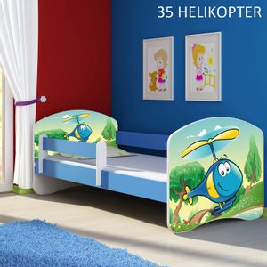 Dječji krevet ACMA s motivom, bočna plava 140x70 cm 35-helikopter