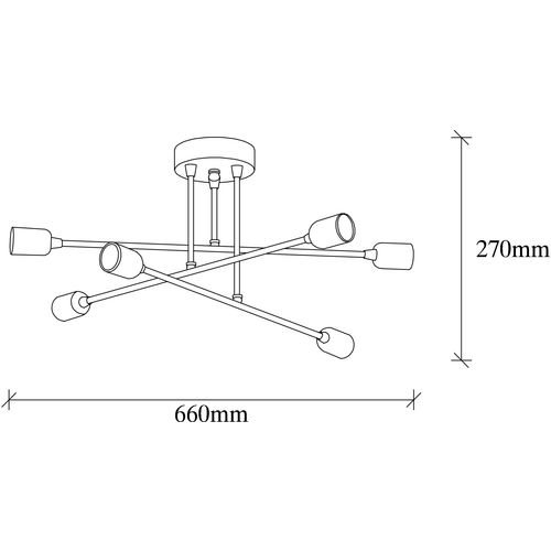 Opviq Visilica FLEUR, crna metal, 66x 66 cm, visina 27 cm, 6 x E27 40 W, Fleur - 1501 slika 7