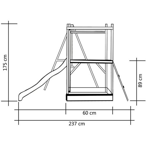 Kućica za igru tobogan, ljestve i ljuljačka 242x237x175 cm drvo slika 8