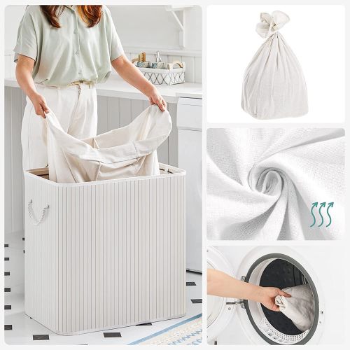 SONGMICS laundry basket White 3 x 50L white slika 5