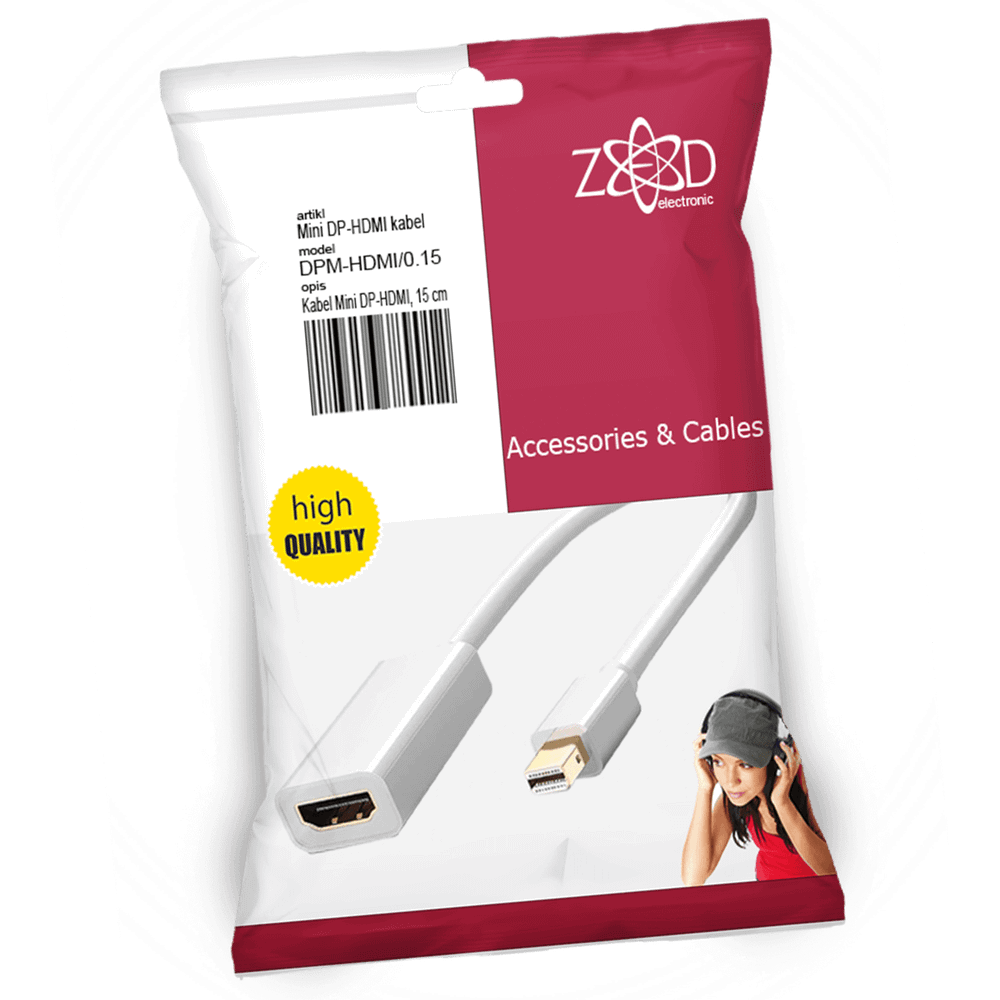 ZED electronic Kabl Display Port Mini na HDMI, dužina 0.15 m - DPM-HDMI/0.15 slika 1