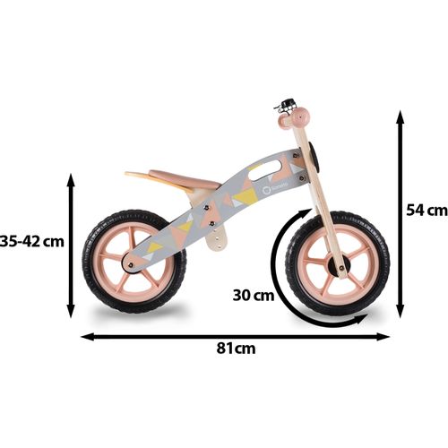 Lionelo dječji bicikl drveni - guralica Casper 12", rozi + 6 kreda slika 8