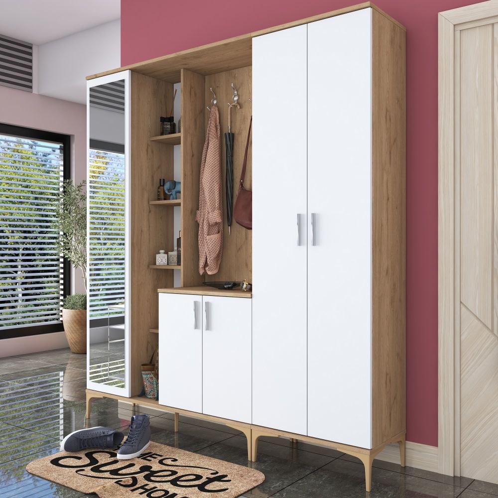 Hall stand EA129 - 2797, boja / nijanse orah, bijela slika 2