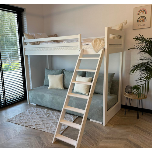 Drveni dječji krevet na kat Sofino na razvlačenje - bijeli - 90x200/140x200 cm slika 5
