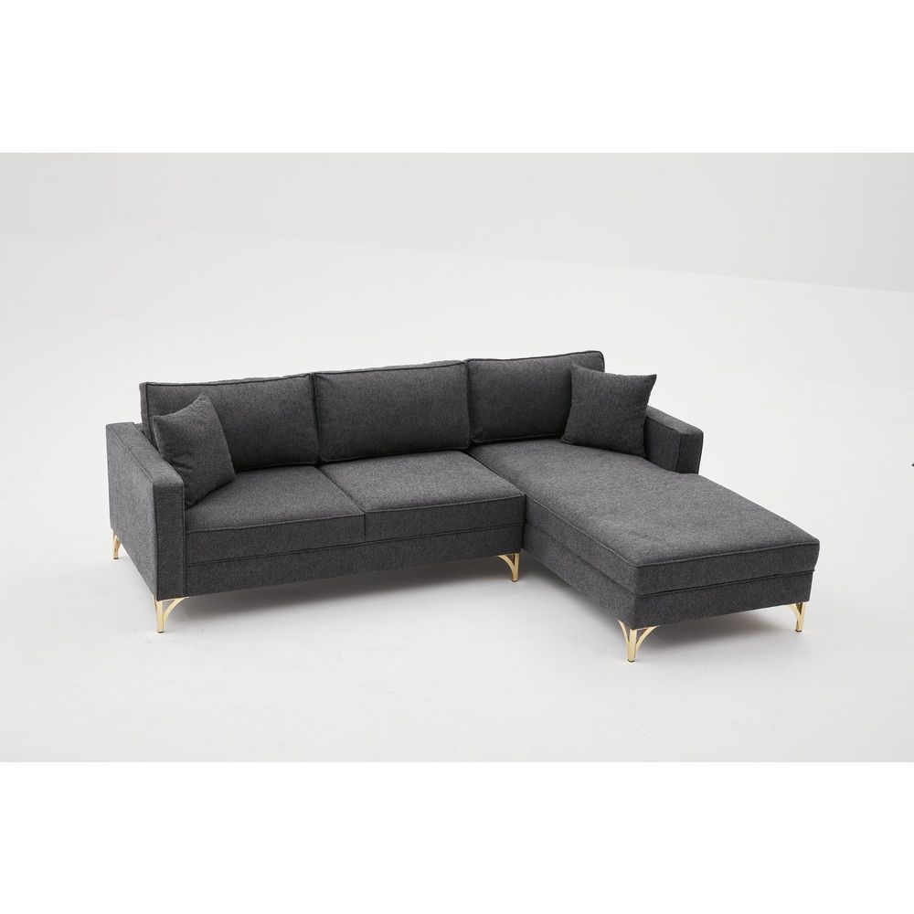 Berlin Desni Kutni Sofa - Antracit, Zlatni Antracit slika 4