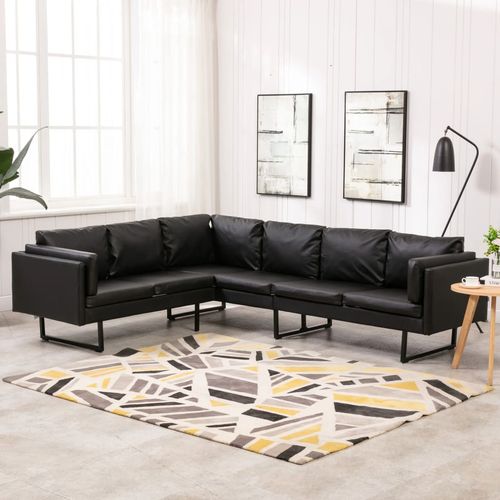 Kutna sofa od umjetne kože crna slika 29
