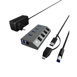 IcyBox IB-HUB1405 4-portni USB-A hub s stikalima
