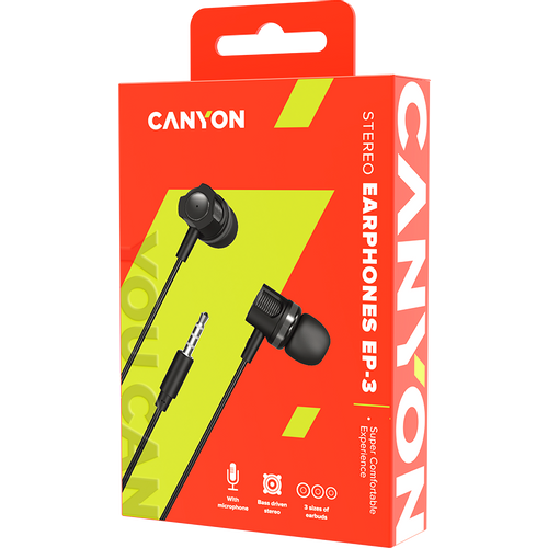 CANYON Stereo earphones with microphone, 1.2M, dark gray slika 4