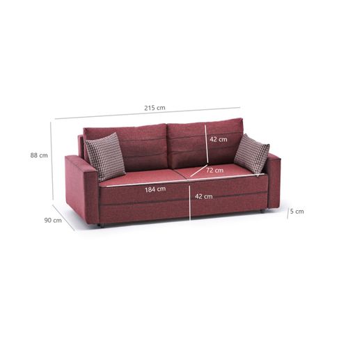 Atelier Del Sofa Trosjed na razvlačenje, Bordo crvena, Ece - Claret Red slika 9