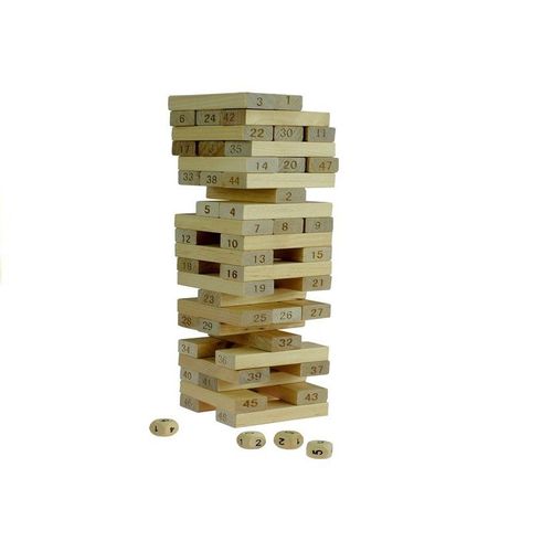 Društvena drvena igra Jenga s brojevima Wood Toys slika 3