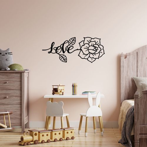 Love And Flower Black Decorative Metal Wall Accessory slika 3