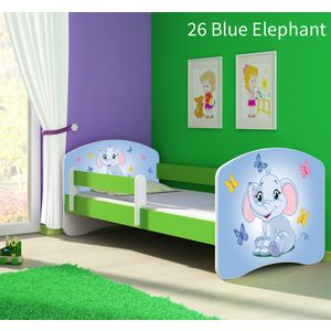 Dječji krevet ACMA s motivom, bočna zelena 140x70 cm - 26 Blue Elephant