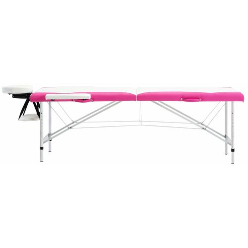 Sklopivi masažni stol s 2 zone aluminijski bijelo-ružičasti slika 10