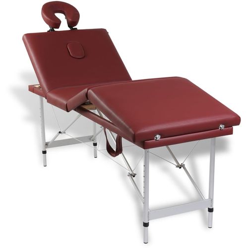 Sklopivi masažni stol s drvenim okvirom, 4 zone, crveni slika 35