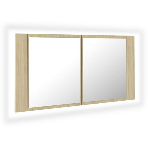 LED kupaonski ormarić s ogledalom boja hrasta 90 x 12 x 45 cm slika 11