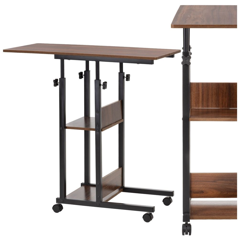 Mobilni stol 73-85 x 40 x 80 cm, tamnosmeđa, crna slika 3
