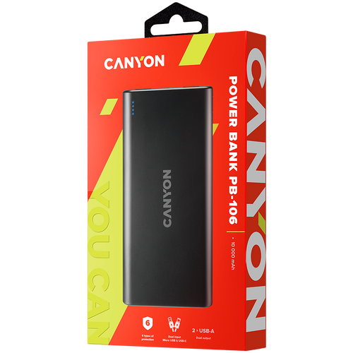 CANYON PB-106 Power bank 10000mAh Li-poly battery, Input 5V/2A slika 3