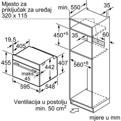 Bosch ugradbena pećnica s funkcijom mikrovalova 60x45 cm CMG676BB1 slika 11