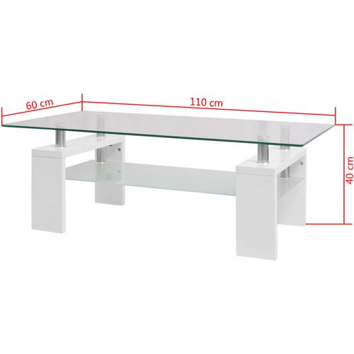 Stolić za Kavu Visokog Sjaja s Policom Bijeli 110x60x40 cm slika 32