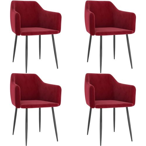Blagovaonske stolice 4 kom crvena boja vina baršunaste slika 1