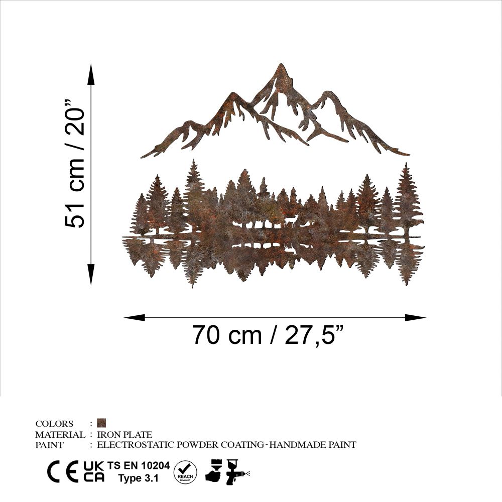 Decorative metal wall accessory Rusty Landscape 2, colour: antiquation slika 7