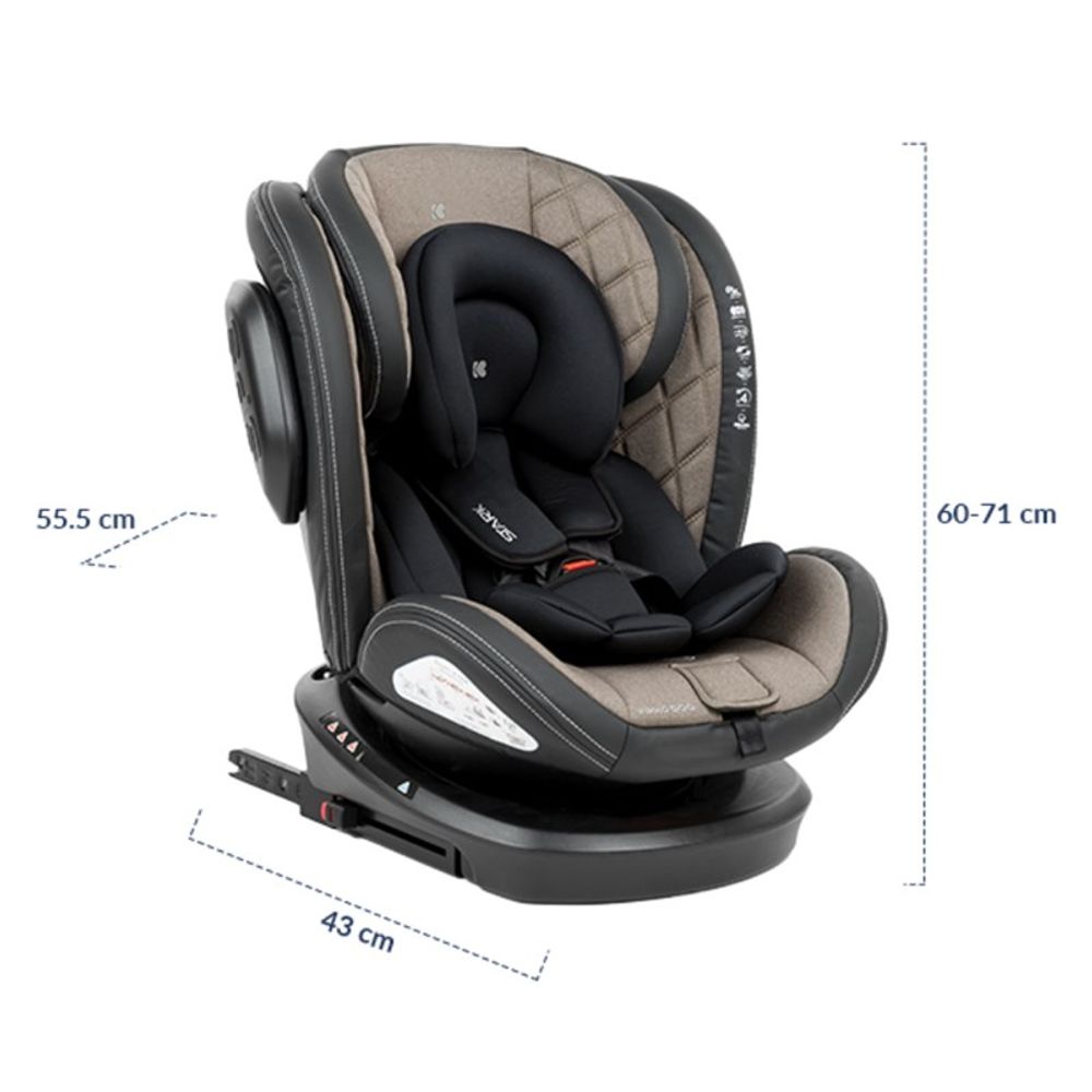 Kikka Boo Rotirajuća autosjedalica Stark 0-36kg Isofix, Beige slika 9