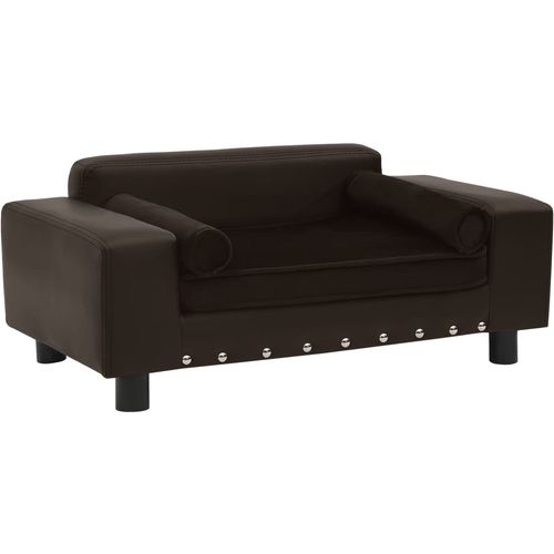 Sofa za pse smeđa 81 x 43 x 31 cm od pliša i umjetne kože slika 20