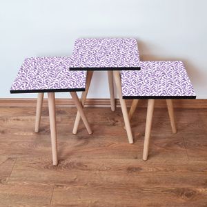 Nesting Table 3Shp247 - Set od 3 komada u bijeloj i ljubičastoj boji