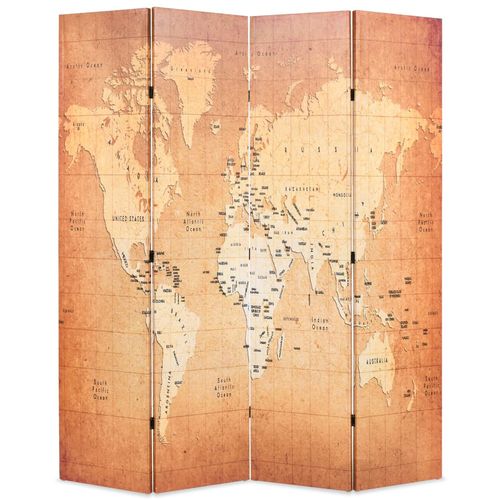 Sklopiva sobna pregrada s kartom svijeta 160 x 170 cm žuta slika 24
