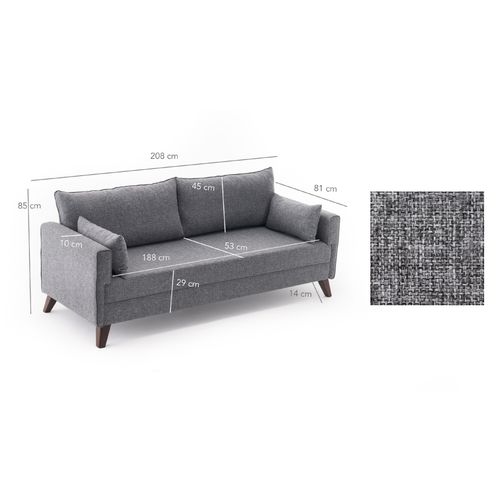 Atelier Del Sofa Bella Sofa Bed - Grey Grey 3-Seat Sofa-Bed slika 7