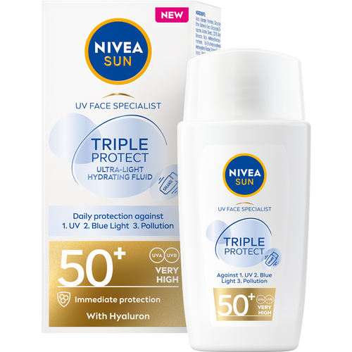 NIVEA SUN TRIPLE PROTECT ultralagani fluid za zaštitu kože lica od sunca SPF 50+, 40 ml slika 1