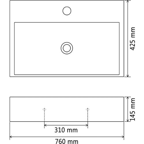 Umivaonik s otvorom za slavinu keramički crni 76 x 42,5 x 14,5 cm slika 26