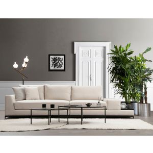 Sofa sa Bočnim Stolom - Bež, 4-Sjedala