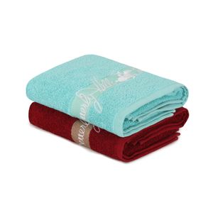 Colourful Cotton Set ručnika (2 komada) 409 - Petrol Blue, Claret Red