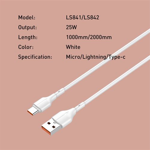 LDNIO CHARGING DATA CABLE (A-M) 25W 1M MICRO WHITE LS841_M slika 6