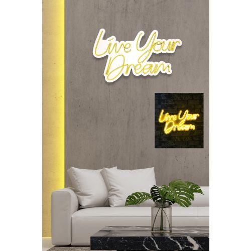 Wallity Ukrasna plastična LED rasvjeta, Live Your Dream - Yellow slika 3