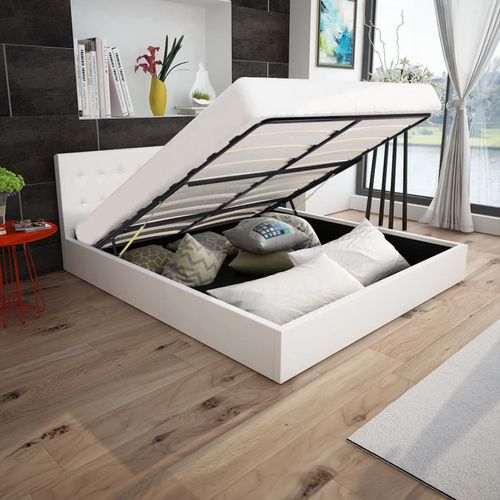 Okvir za krevet od umjetne kože sa prostorom za pohranu bijeli 160 x 200 cm slika 17