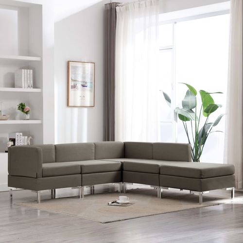 5-dijelni set sofa od tkanine smeđe-sivi slika 20