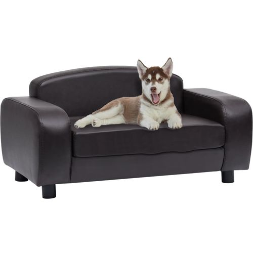 Sofa za pse smeđa 80 x 50 x 40 cm od umjetne kože slika 43