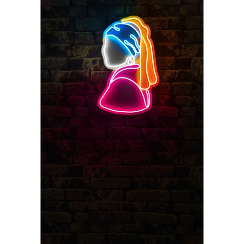 Wallity Devojka sa bisernom minđušom Pinky - Višebojno Dekorativno Plastično LED Osvetljenje slika 3