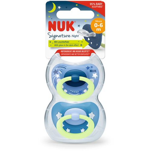 NUK duda varalica - silikon Signature noćna (0-6 m), 2 kom 10730618 slika 1