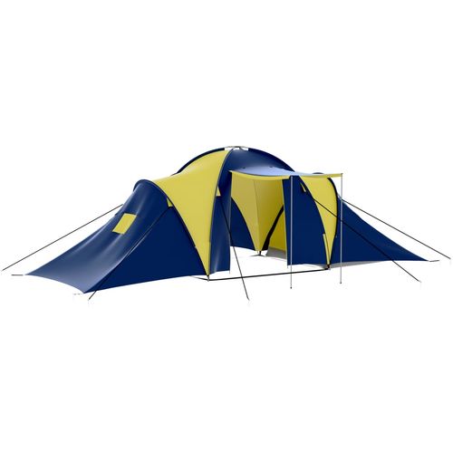 Šator za kampiranje od tkanine za 9 osoba plavo-žuti slika 17