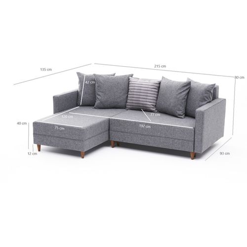 Atelier Del Sofa Kutna garnitura na razvlačenje AYDAM lijeva, svjetlo siva, Aydam Left - Light Grey slika 7