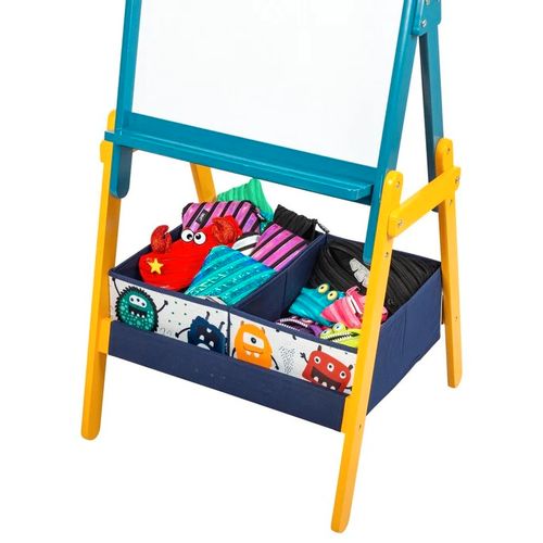 Kinder Home Dečija Drvena Tabla Sa Magnetima, Za Učenje, Crtanje I Skladištenje Plavo-Žuta slika 5