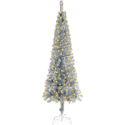 Usko božićno drvce s LED svjetlima srebrno 210 cm slika 9