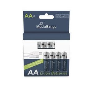 MediaRange Baterije punjive AA, USB-C Li-Ion 1.5V I 1400mAh, 4-Pack, MRBAT161