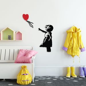 Decorative metal wall accessory Banksy - 13, colours: black, red