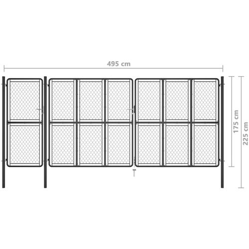 Vrtna vrata čelična 175 x 495 cm antracit slika 12